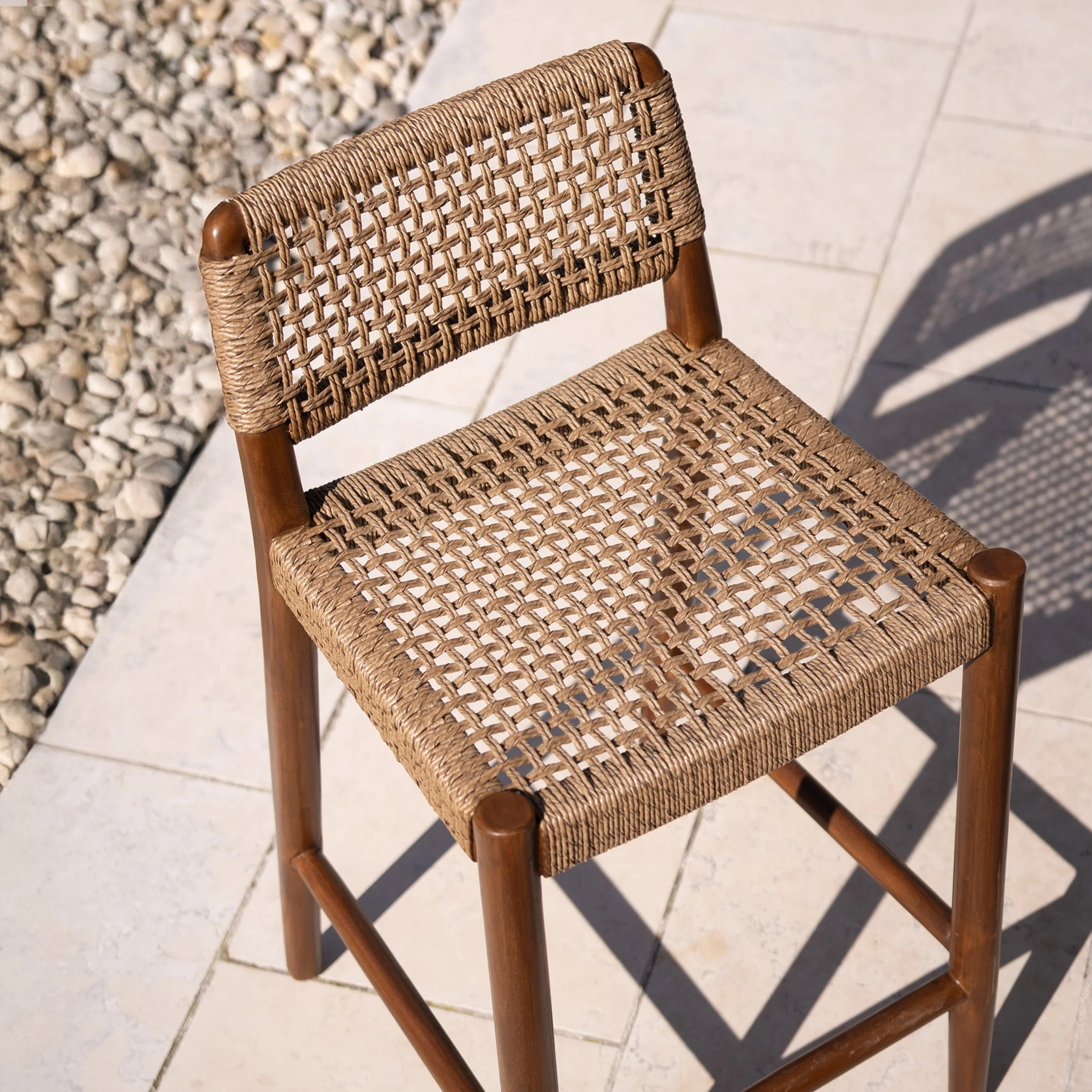 Chaise pour îlot central de jardin 65 cm en teck vernis - Yaba