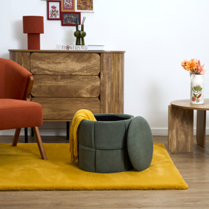 Pouf - HOME DECO FACTORY - Jules - Rangement - Tressé - Côtelé - Vert