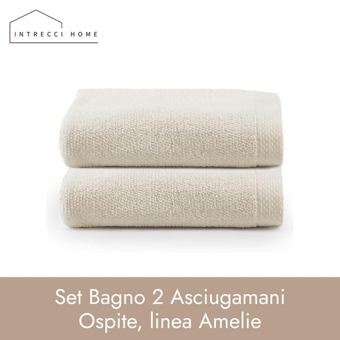 INTRECCI HOME Set Bagno 2 Asciugamani Ospite, in Puro Cotone 500 g,Morbidezza Extra, Assorbenza Superiore, Elegante e Durevole