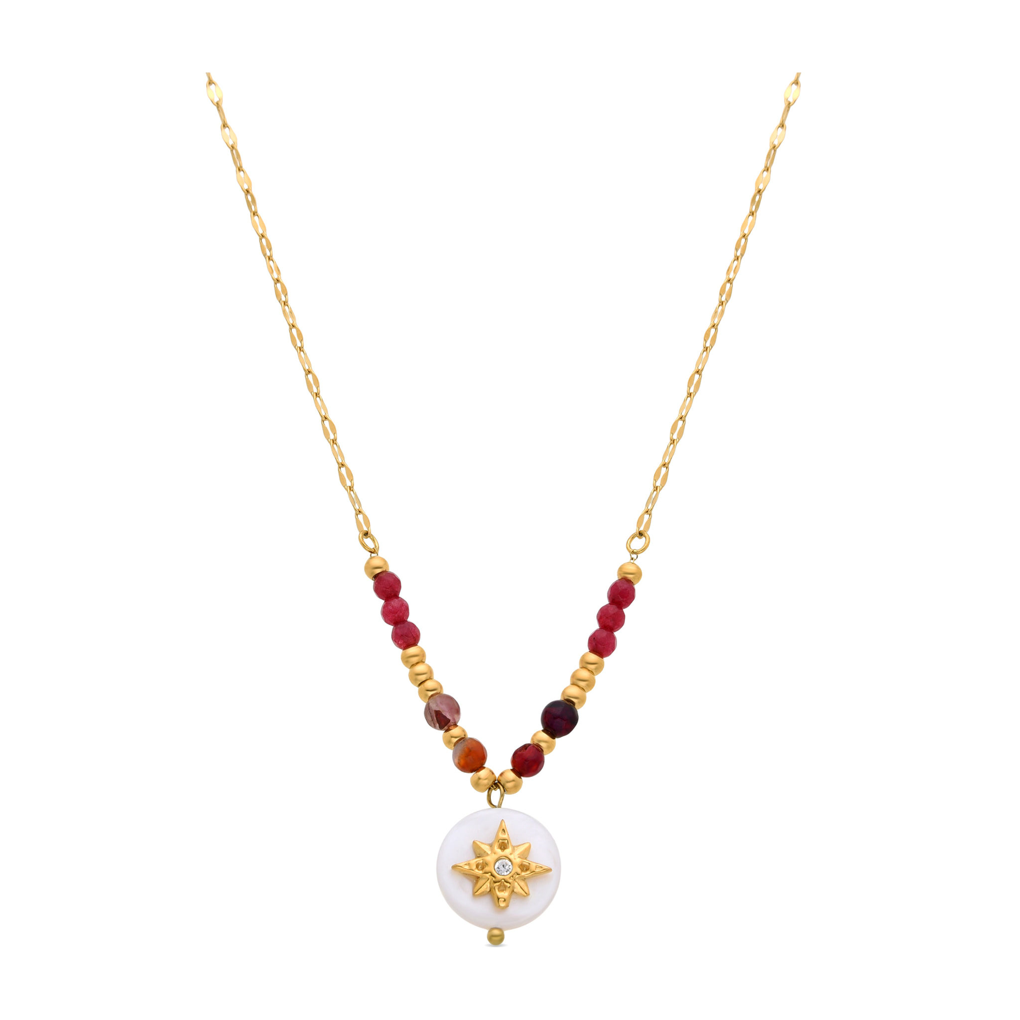 Collar de Madreperla Blanca acabado en oro amarillo de 18k