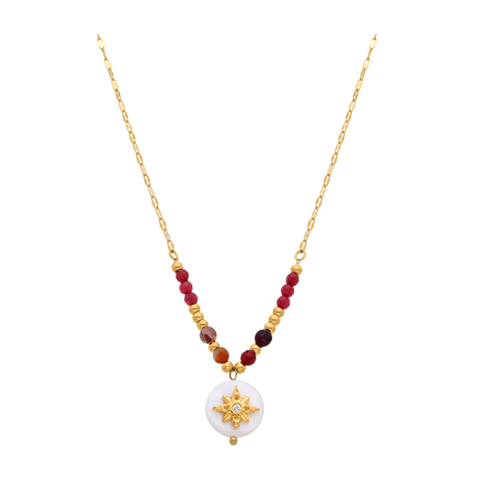 Collar de Madreperla Blanca acabado en oro amarillo de 18k
