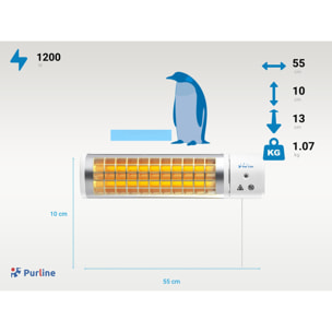 Calefactor halógeno para baño 1200W HEATY B1200 PURLINE