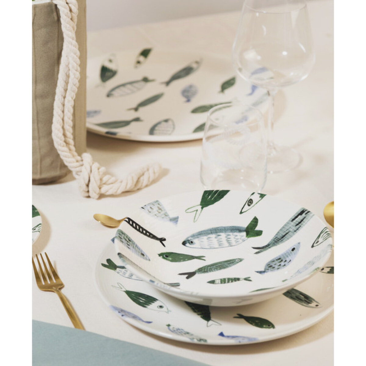 Set 6 piatti da frutta Camogli in ceramica sottosmalto
