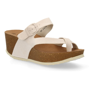 Sandalia Mujer cómoda con cuña y hebilla