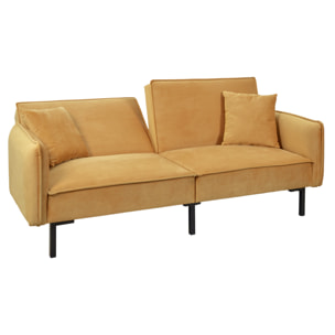 Canape Convertible Velours Ocre
