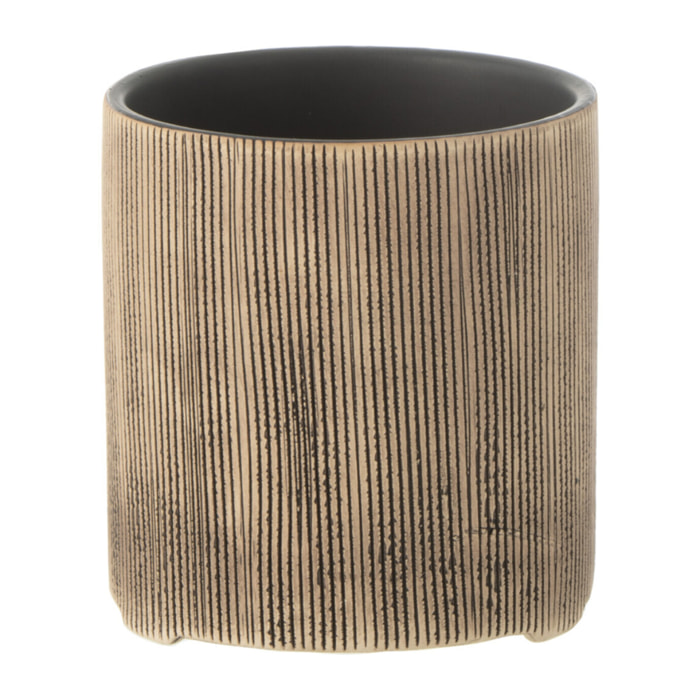 J-Line cache-pot Maria Rond - céramique - brun - 2 pièces - Ø 12 cm