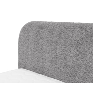 Orane - lit coffre - 160x200 cm - en tissu bouclette - Gris