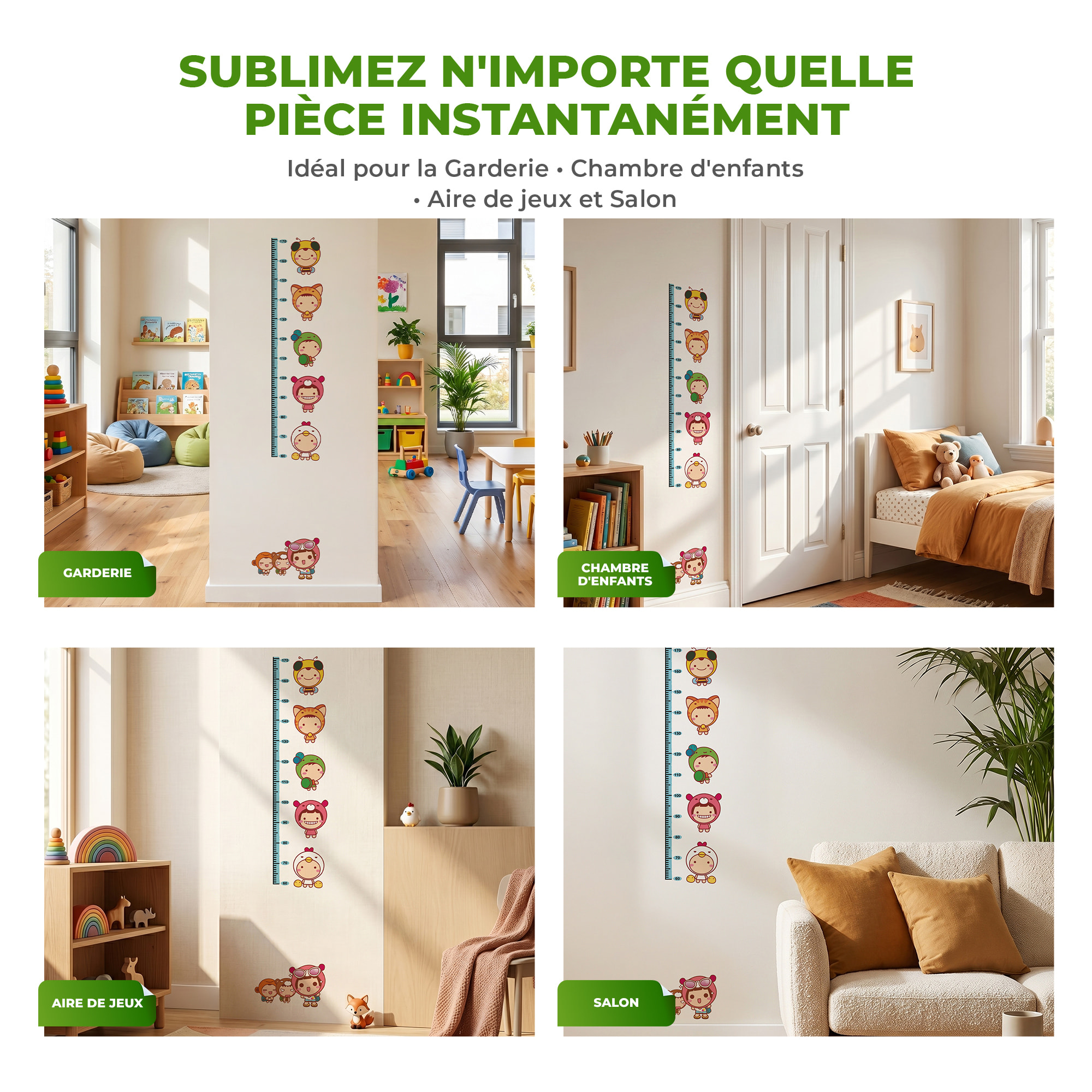 Stickers Muraux décoration adhésifs Toise Enfants pour les Tout Petits