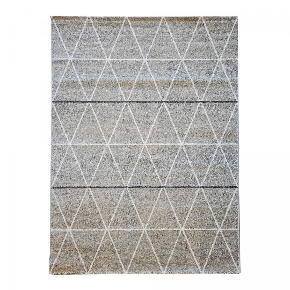 Tapis Lera motif géométrique scandinave, beige et gris