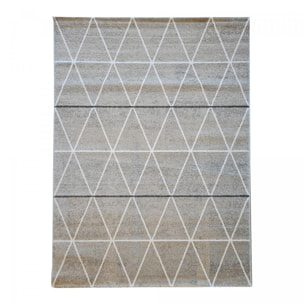 Tapis Lera motif géométrique scandinave, beige et gris