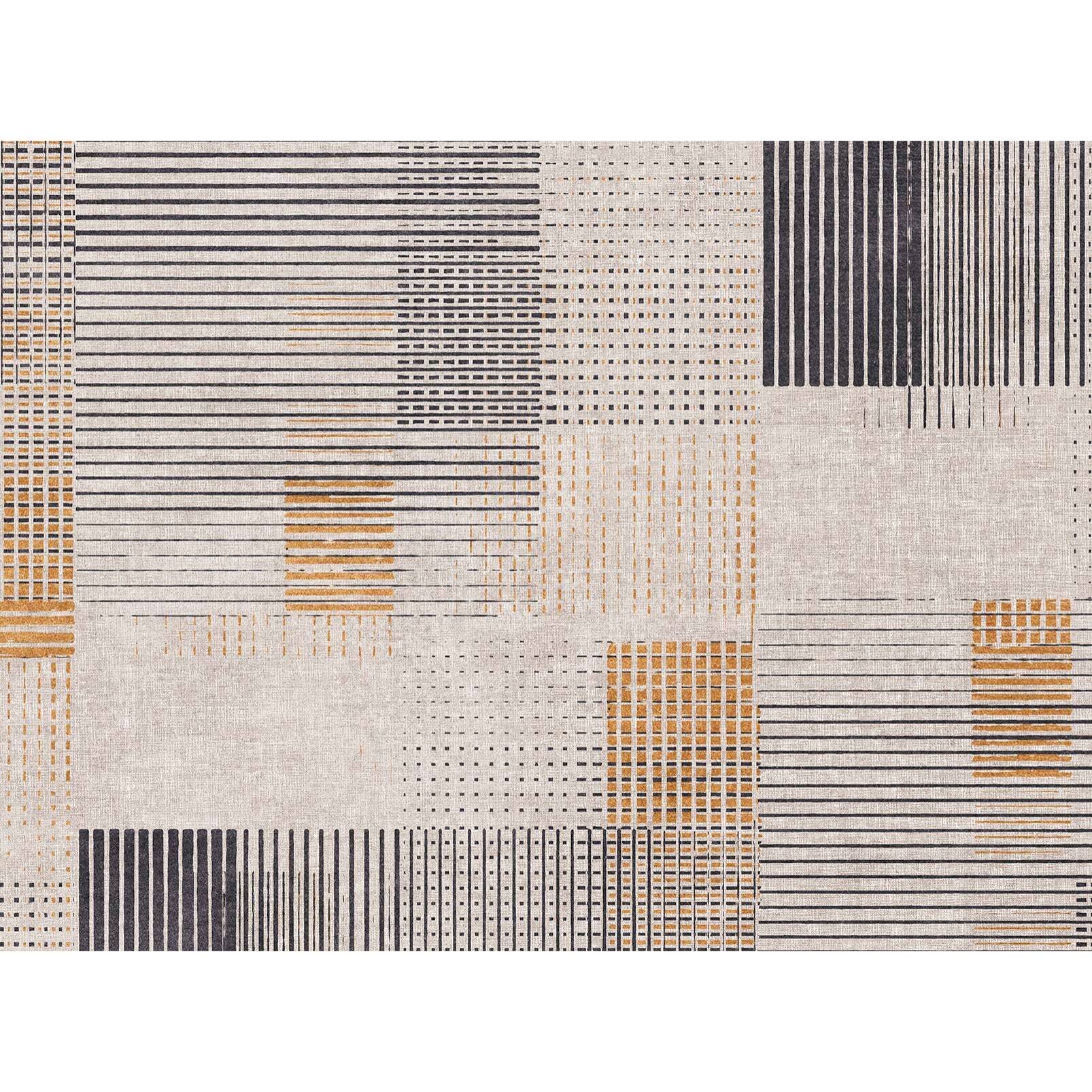 Papier peint graphique lignes modernes beige et noir Intissé