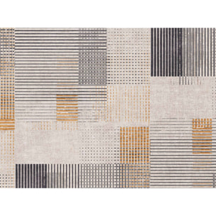 Papier peint graphique lignes modernes beige et noir Intissé