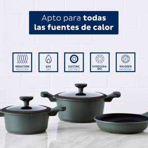 Set 5pcs bateria de cocina aluminio fundido ind