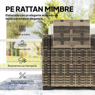 Conjunto de Jardín de Ratán de 6 Piezas, Conjunto Terraza Resistente, Muebles Jardín Exterior Incluye Cojines, 4 Módulos de Asiento, 1 Sofá Esquinero y Mesa Centro de Vidrio, Amarillo Mixto