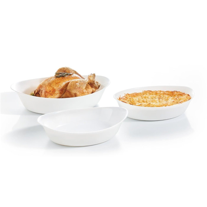 Lot de 3 plats de cuisson ovales Smart Cuisine Carine - Luminarc - Résistant au four à 250°C - Empilables - 3 formats