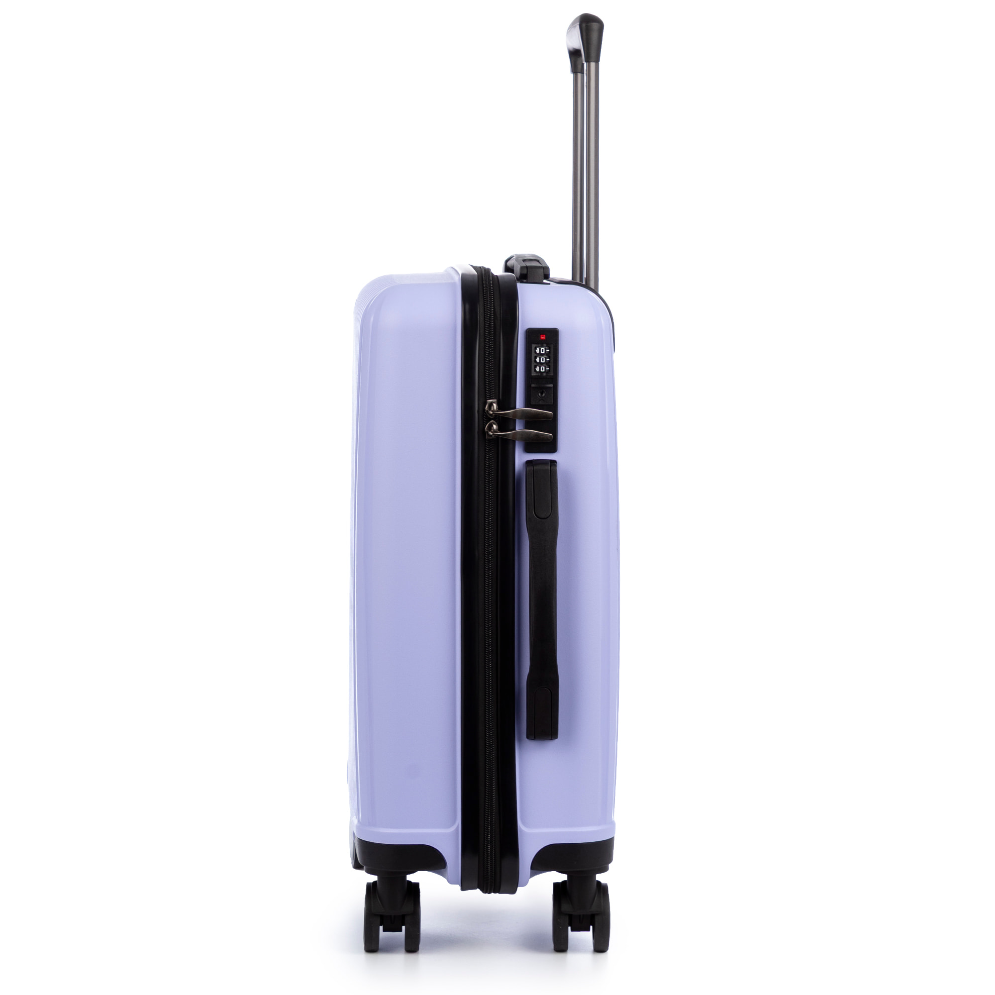 Set di 3 valigie Trolley, in materiale leggero PP resistente agli urti. Chiusura TSA a combinazione, 4 ruote doppie girevoli a 360°.