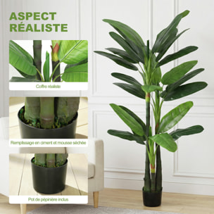 Plante artificielle bananier H.180 cm 18 feuilles grand réalisme