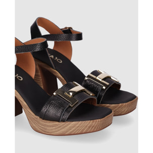 Sandalias de Piel - Negro - Tacón: 6 cm