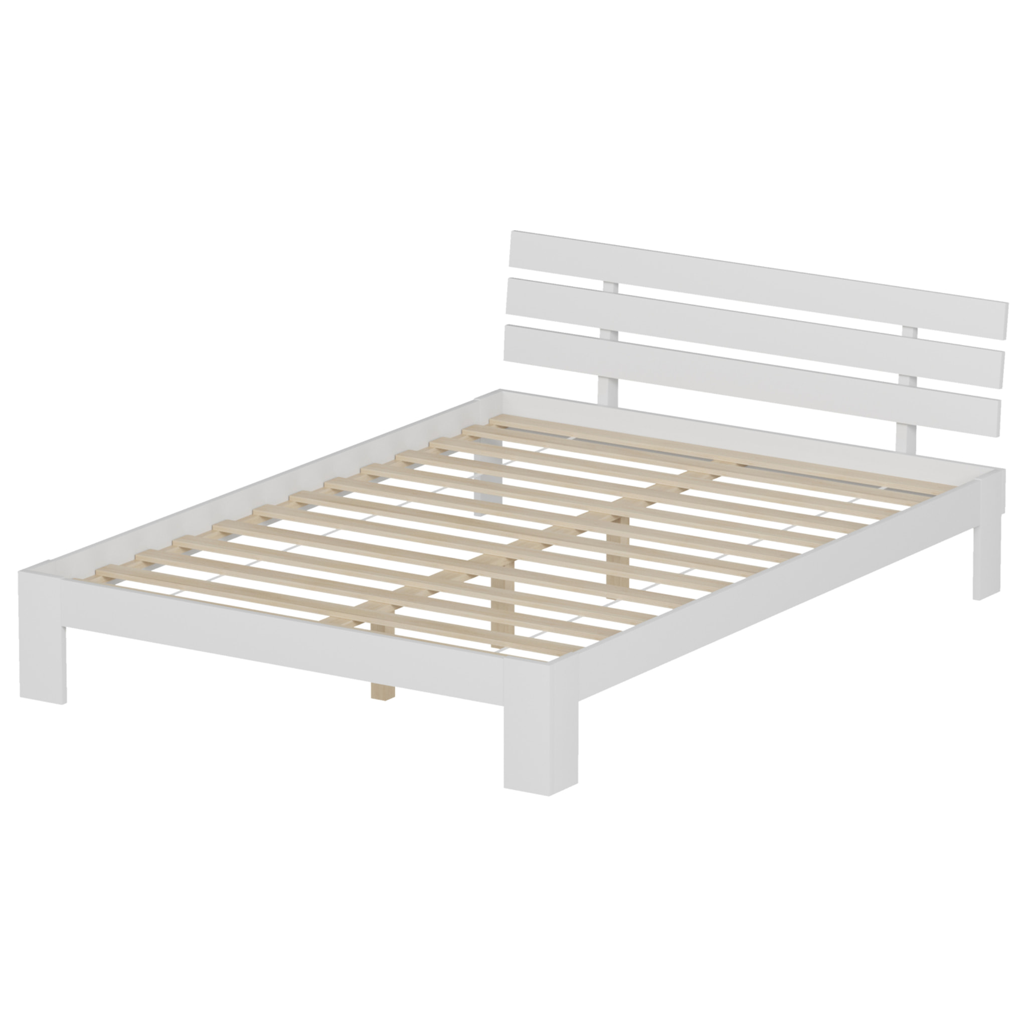 Lit en bois avec tête de lit 140x200cm blanc FINN