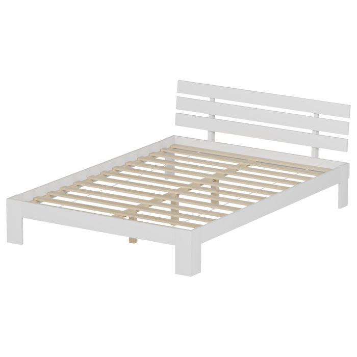 Lit en bois avec tête de lit 140x200cm blanc FINN