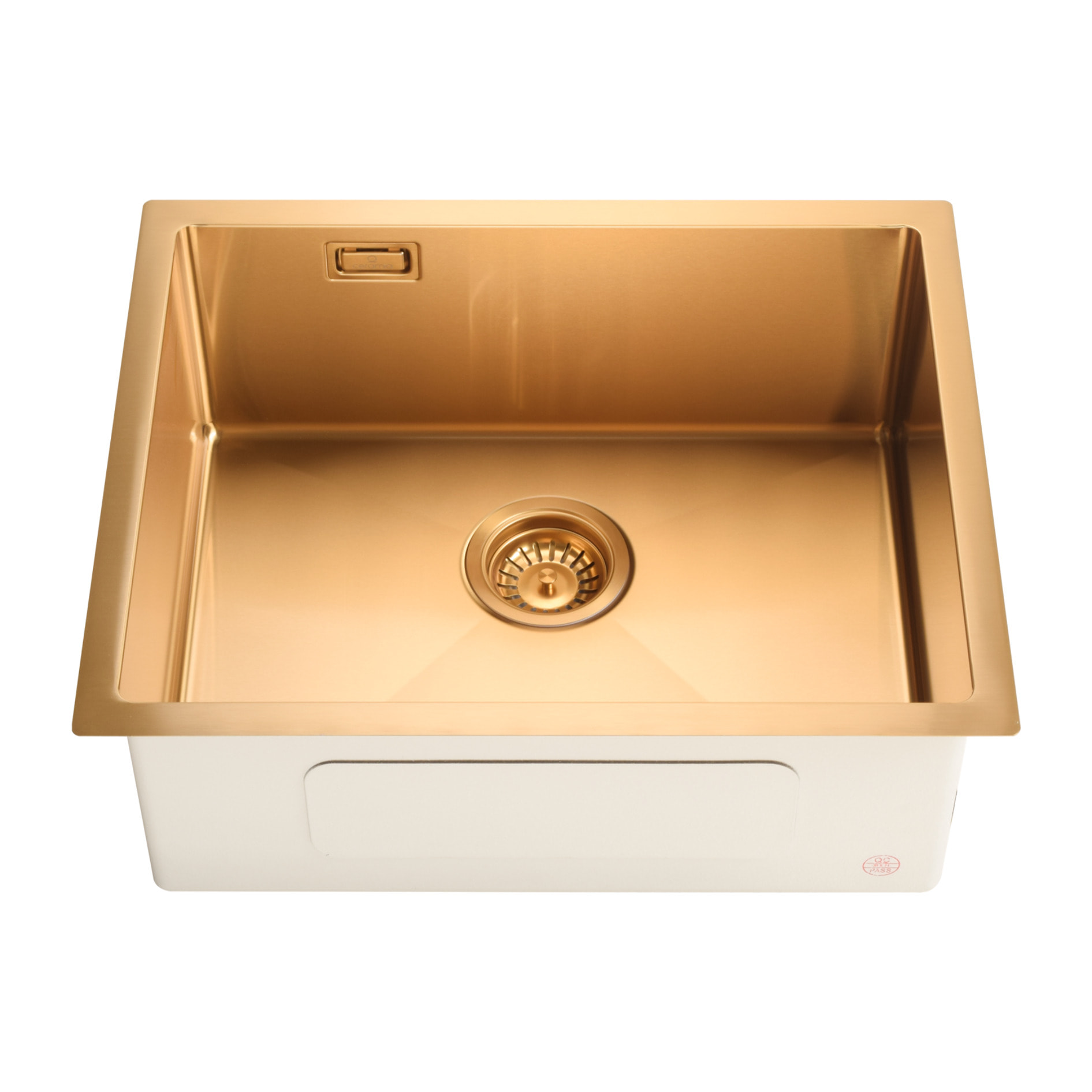 Timeless Évier de cuisine sous plan inox 304, 1 bac , 55x45x21 cm, Or brossé PVD