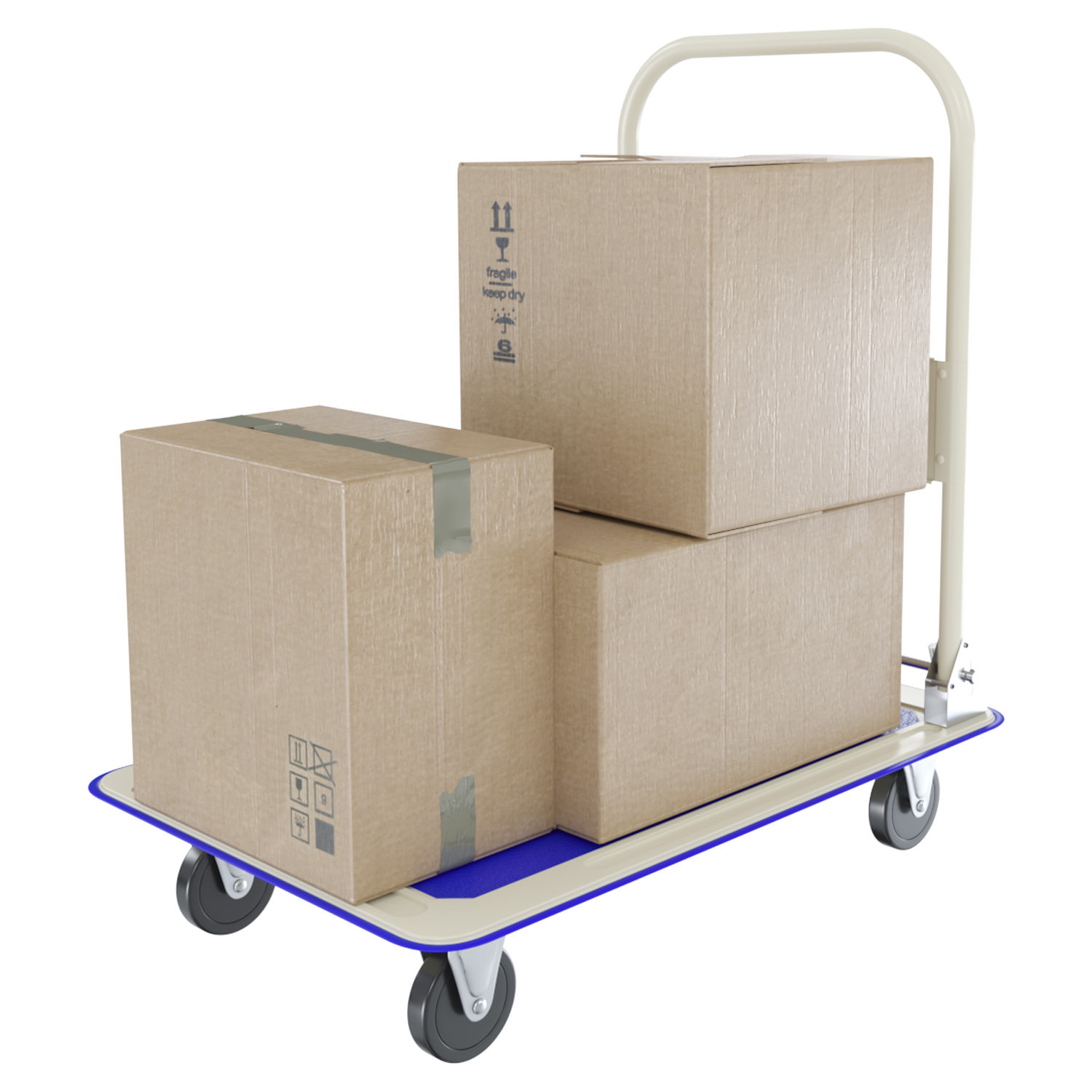 Carrello Richiudibile Pieghevole Portata 150 Kg 4 Ruote Carrellino Trasportatore Pianale Acciaio Antiscivolo Portapacchi Trasporto 82 x 48 x 72 Cm Blu