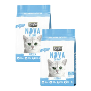 Pack 2x Kit Cat Arena Eco Nova Pack Ahorro - Kitten Baby Powder 7 L Arena para gatos