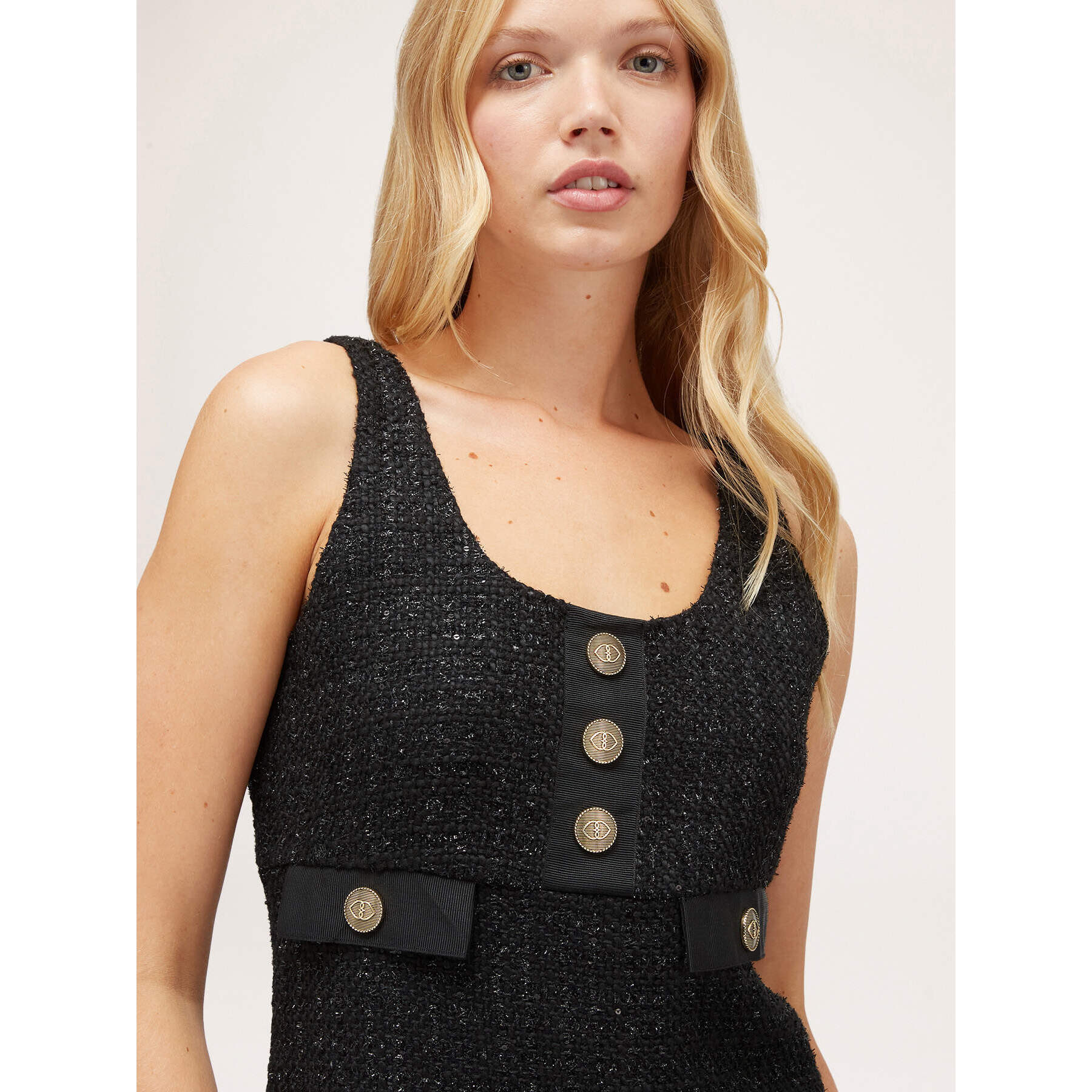 Motivi - Vestido mini de tweed lúrex - Negro