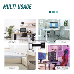 Bureau informatique design industriel multi-rangement noir