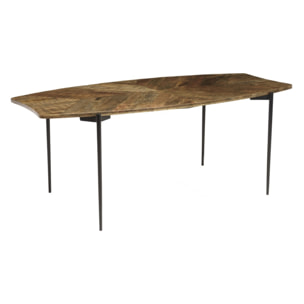 KIARA - Table à manger bords concaves 200x100cm bois recyclé