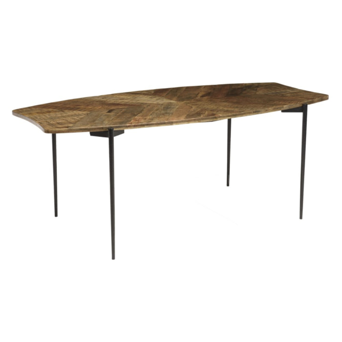 KIARA - Table à manger bords concaves 200x100cm bois recyclé