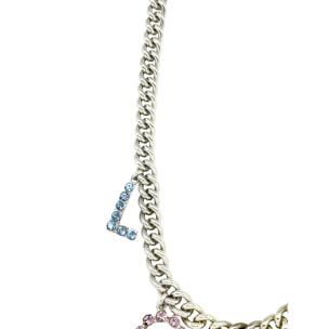 Collar largo LOVE en cristal Sw Multicolor y plata 10µ
