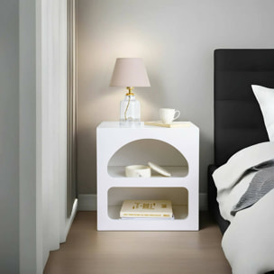 Comodino Nara, Comò basso, Tavolino da notte, Mensola da letto, 50x38h50 cm, Bianco