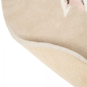 Tapis rond fait à la main en laine motif floral NUITORB