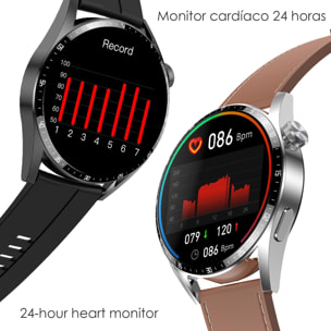 Smartwatch GT3 Pro con più di 100 modalità sportive, accesso a Siri, monitor della pressione sanguigna, ECG e notifiche. Cinturino in pelle.