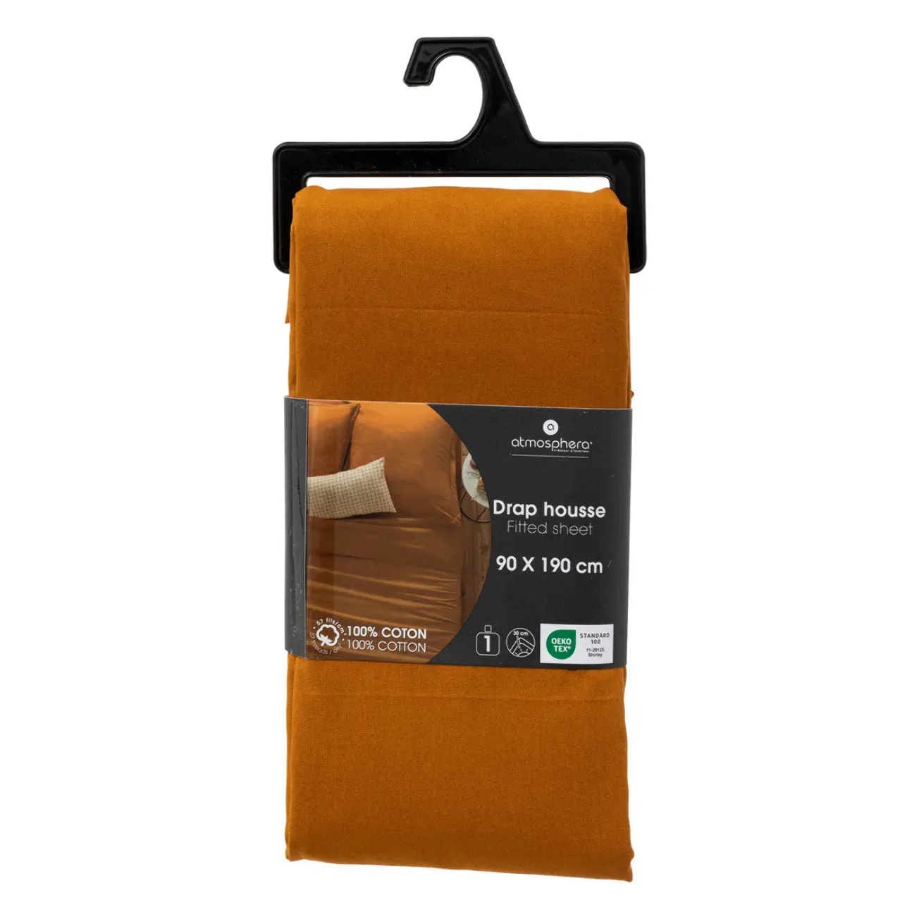 Drap-housse "Carina" en coton 90x190cm moutarde