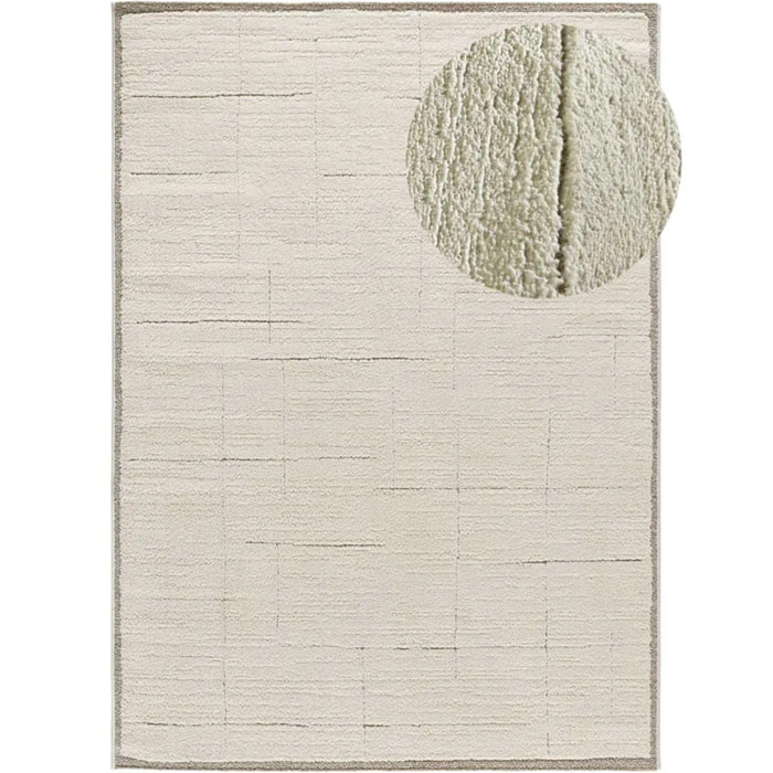 CANDELA Alfombra pelo corto diseño geométrico con relieve en crema, varias medidas disponibles