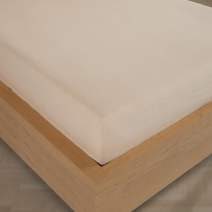 Drap housse Flanelle de coton beige