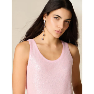 Oltre - Top in tulle e paillettes - Rosa