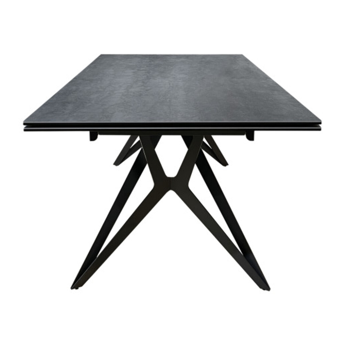 Table extensible 180 à 260 cm céramique gris pieds métal noir - FLY