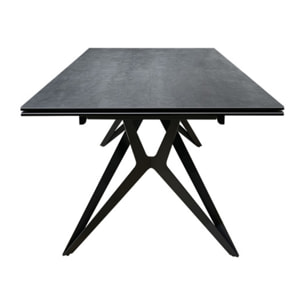 Table extensible 180 à 260 cm céramique gris pieds métal noir - FLY