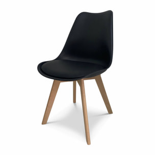 Lot de 4 chaises scandinaves. pieds bois de hêtre. chaise 1 place. noirs