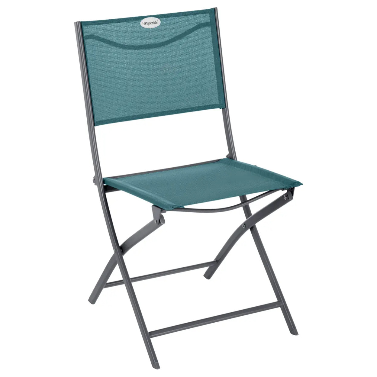 Lot de 4 chaises de jardin pliantes "Modula" bleu canard & graphite acier traité époxy