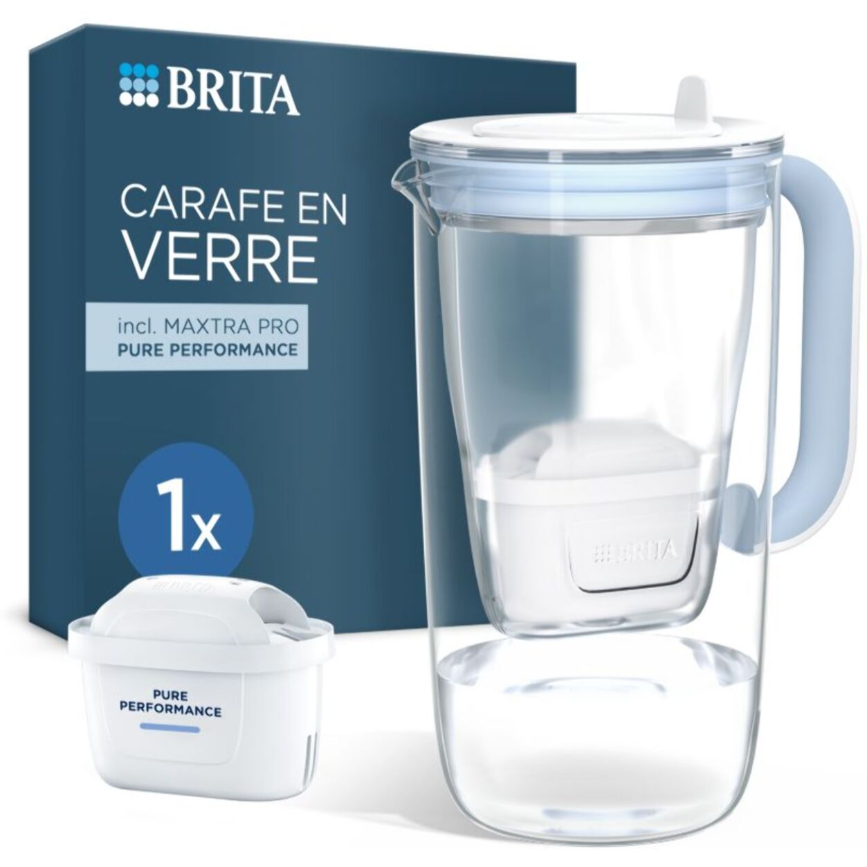 Carafe filtrante BRITA en verre Model One + 1 cartouche Maxtra Pro