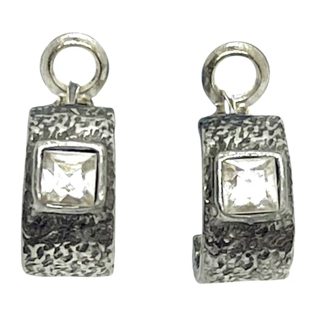 Pendiente aro plata 10µ con Sw 4x4 cristal