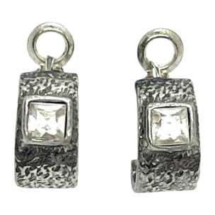 Pendiente aro plata 10µ con Sw 4x4 cristal