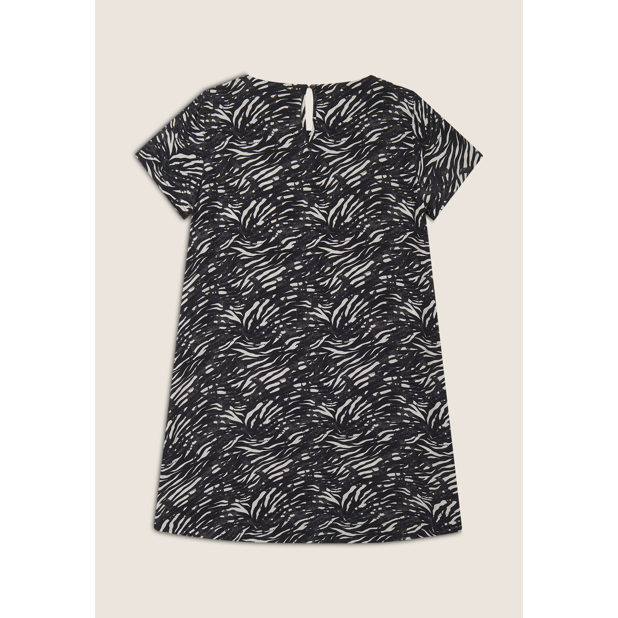 Vestito midi in viscosa animalier con maniche corte