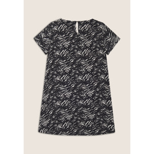 Vestito midi in viscosa animalier con maniche corte