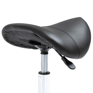 Tabouret de massage tabouret selle ergonomique pivotant 360° hauteur réglable revêtement synthétique noir chromé