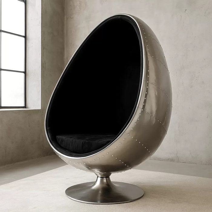 Fauteuil pivotant Eye Ball velours noir Kare Design